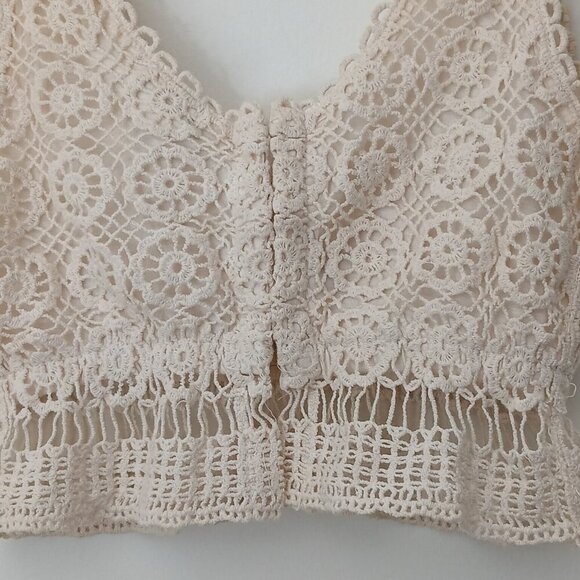 Kimchi Blue Natural 100% Cotton Beautiful Boho Crochet Camisole Tank Top XS - Picture 5 of 9